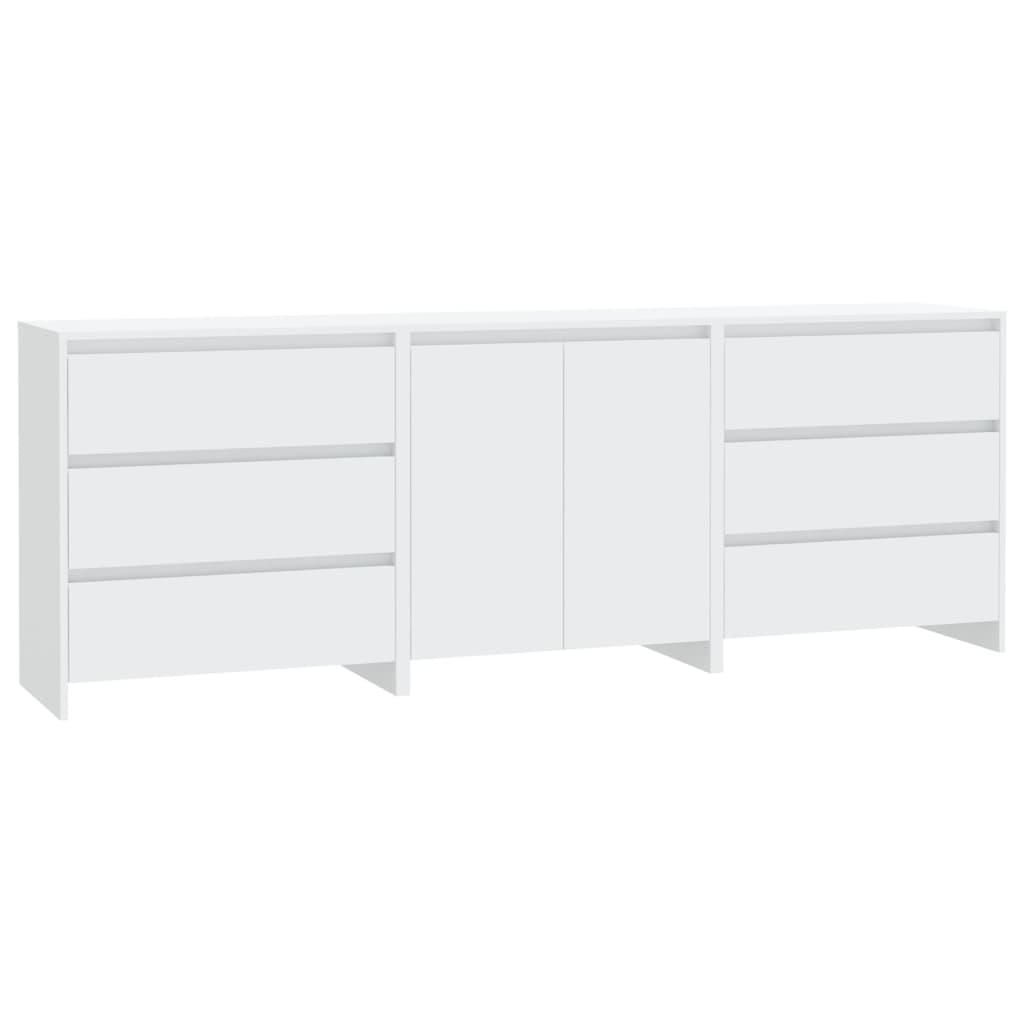 vidaXL 3-tlg. Sideboard Weiß Holzwerkstoff
