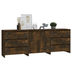 vidaXL 3-tlg. Sideboard Räuchereiche Holzwerkstoff
