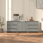vidaXL 3-tlg. Sideboard Grau Sonoma Holzwerkstoff