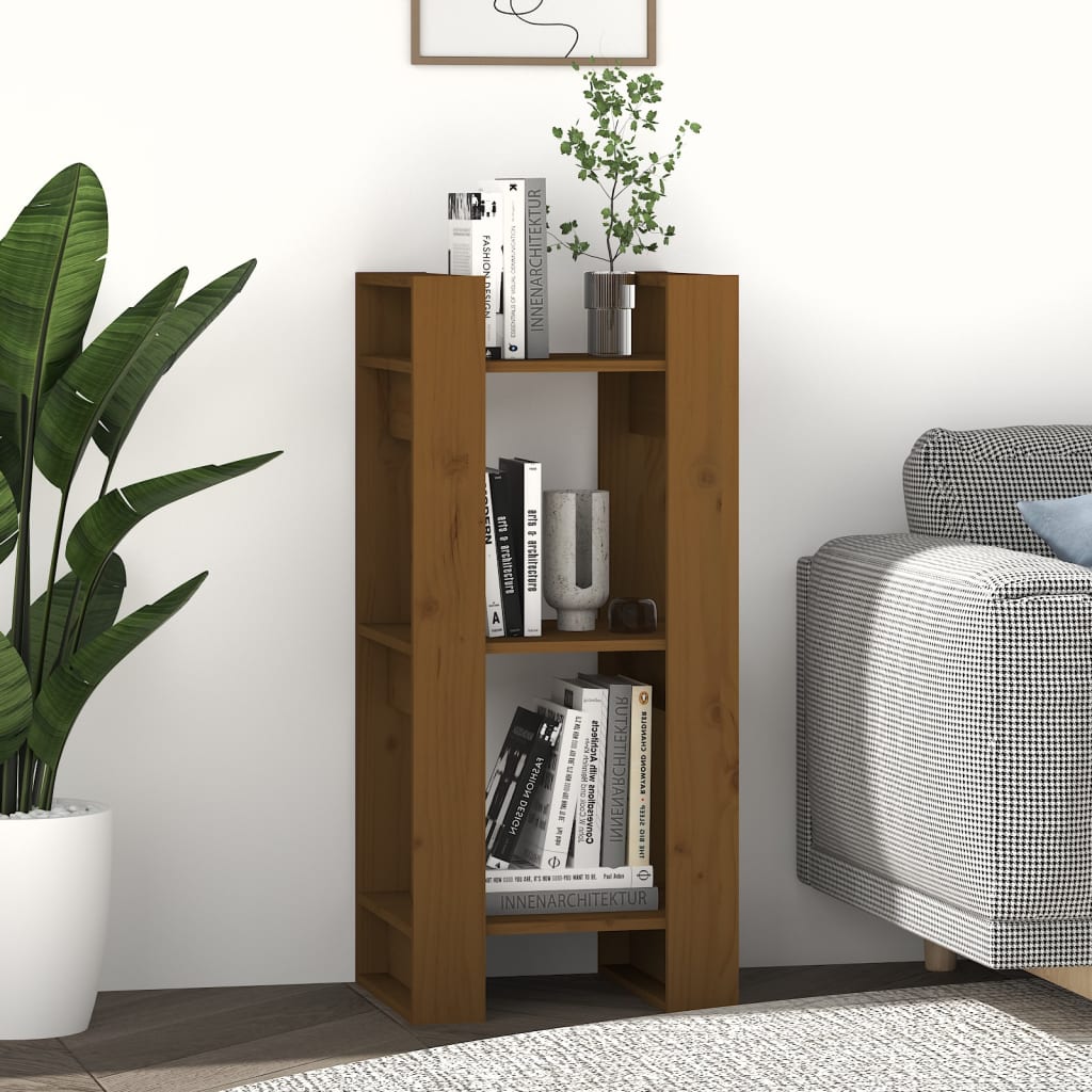 vidaXL Bücherregal/Raumteiler Honigbraun 41x35x91 cm Massivholz