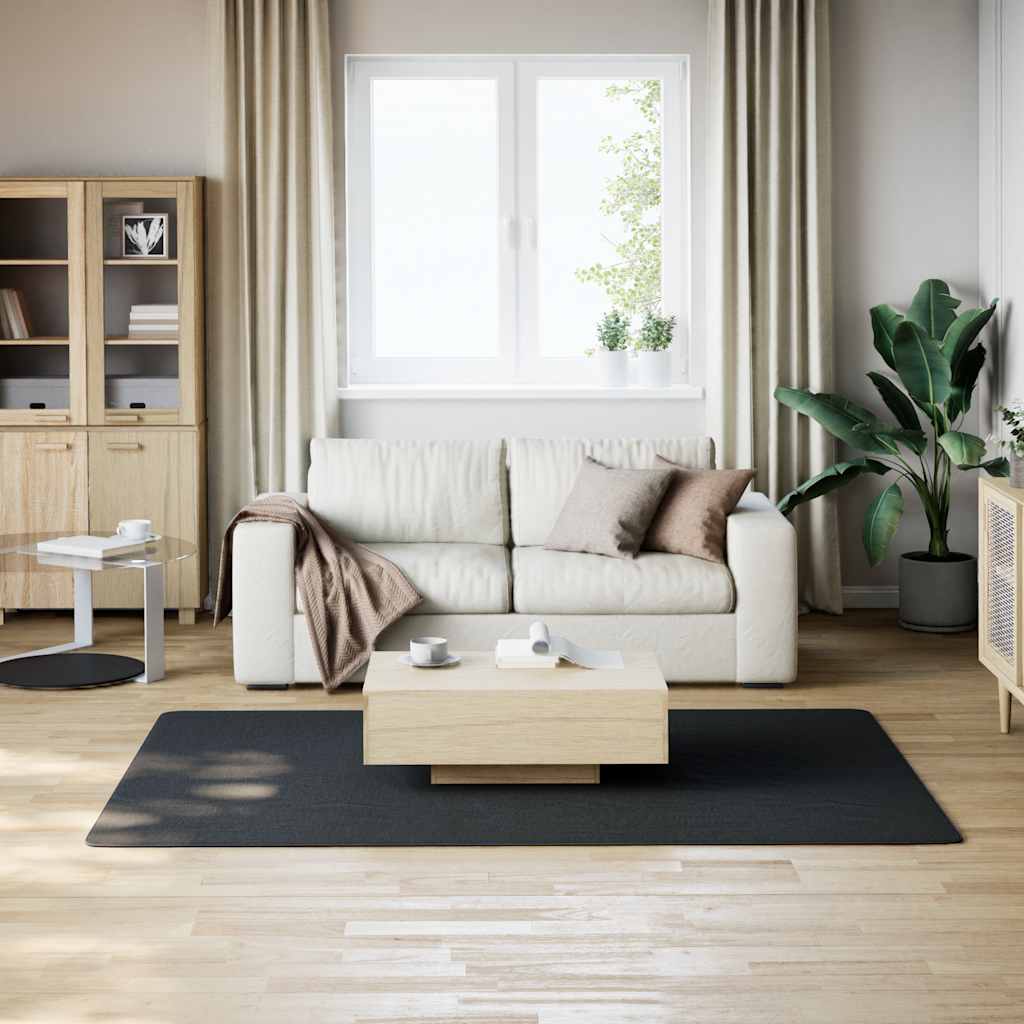 vidaXL Teppich Waschbar Flauschig Kurzflor 160x230 Rutschfest Schwarz