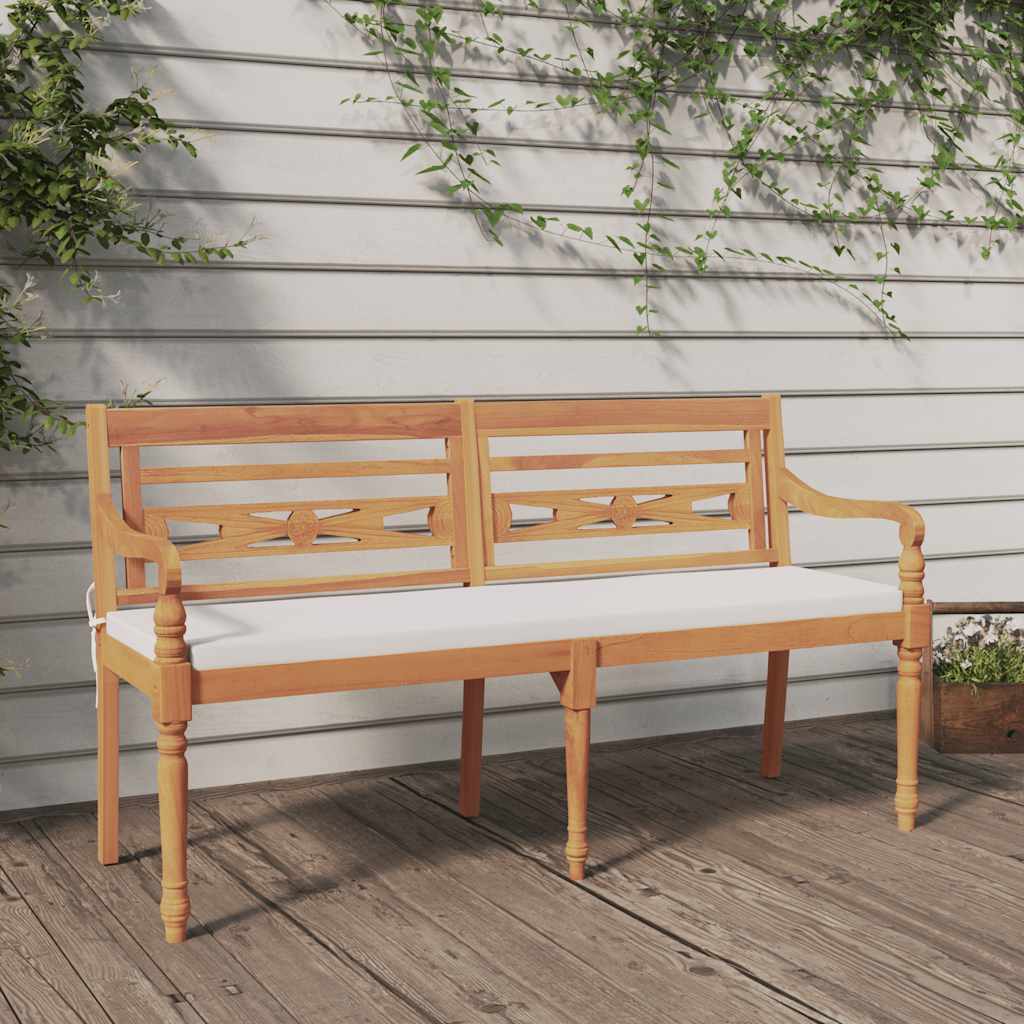 vidaXL Batavia-Bank mit Kissen 150 cm Massivholz Teak