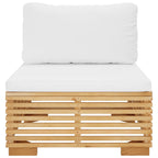 vidaXL Garten-Mittelsofa mit Creme Kissen Massivholz Teak
