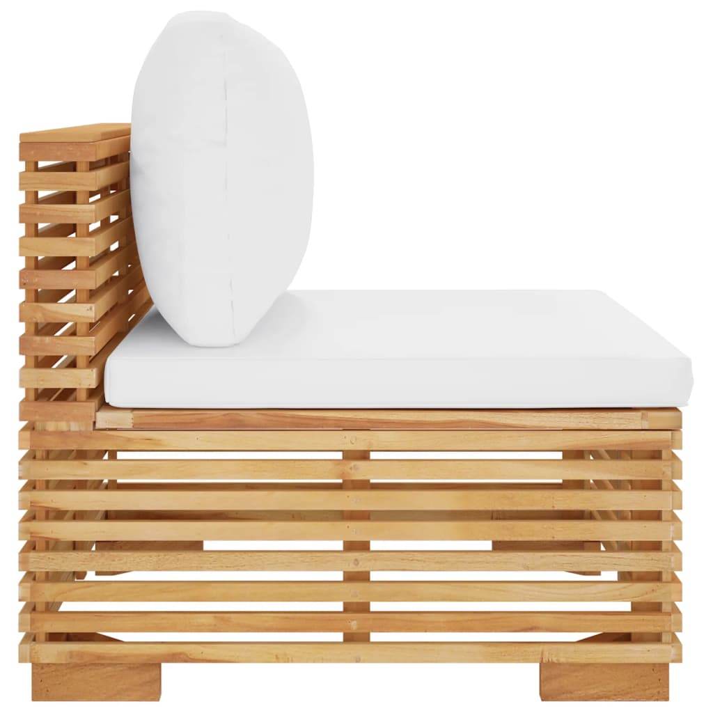 vidaXL Garten-Mittelsofa mit Creme Kissen Massivholz Teak