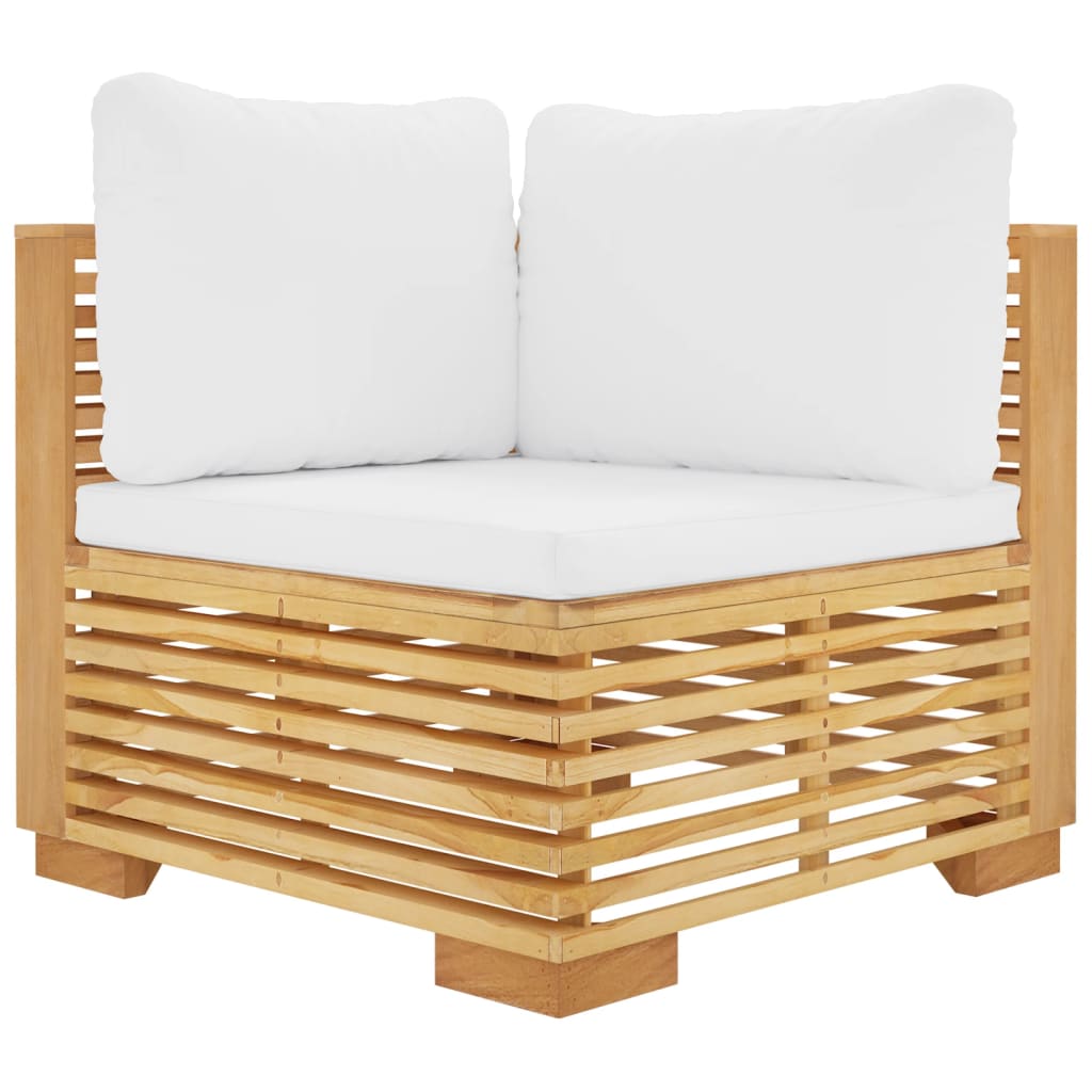 vidaXL Garten-Ecksofa mit Creme Kissen Massivholz Teak