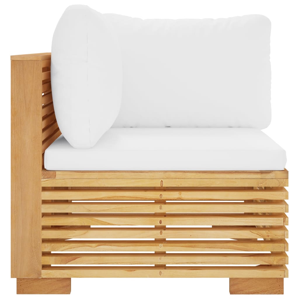 vidaXL Garten-Ecksofa mit Creme Kissen Massivholz Teak