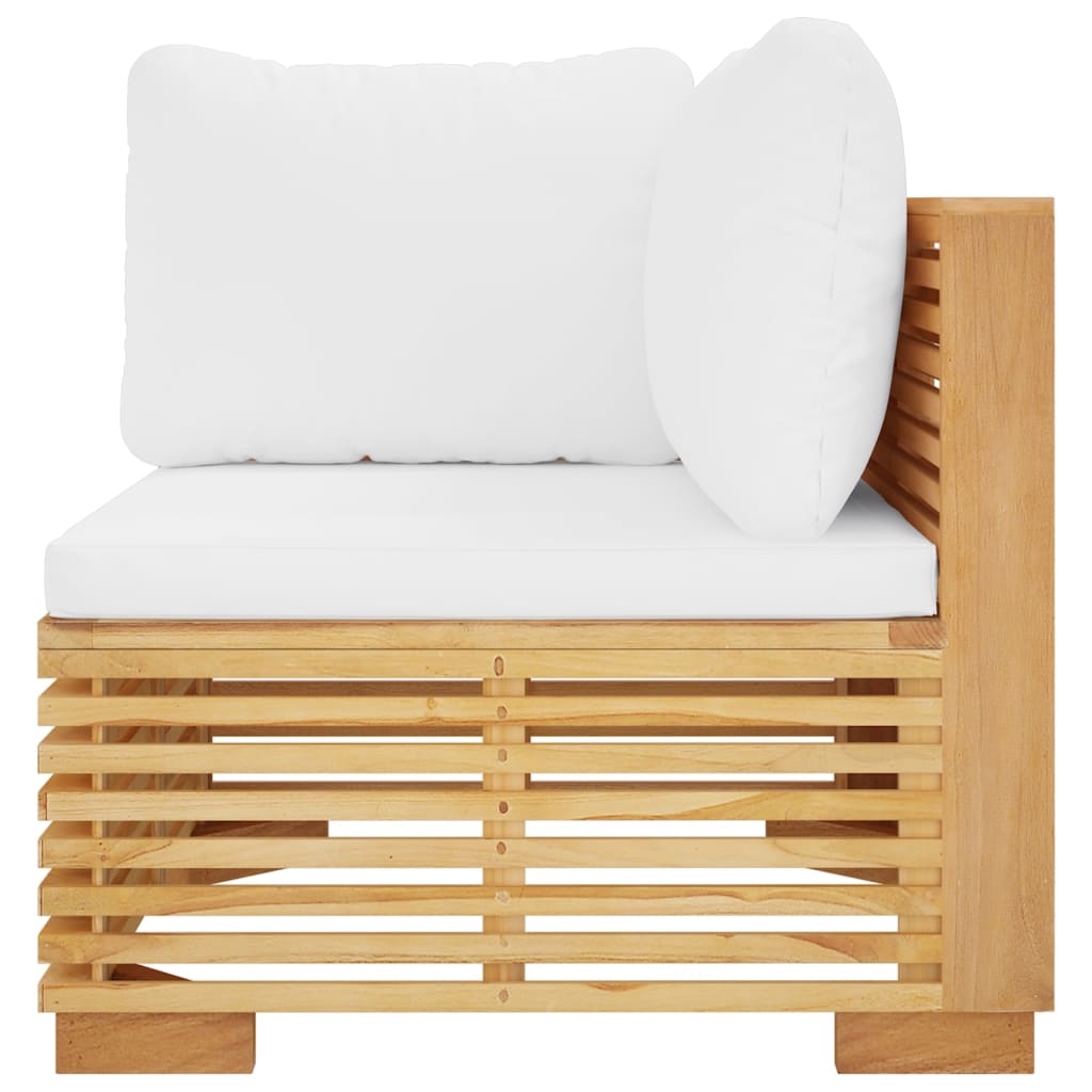 vidaXL Garten-Ecksofa mit Creme Kissen Massivholz Teak