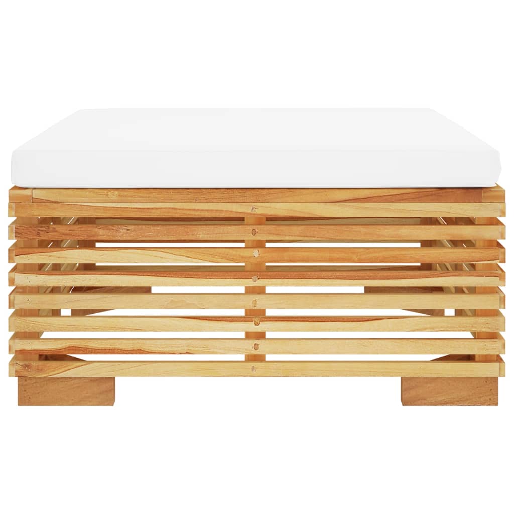 vidaXL Gartenhocker mit Creme Kissen Massivholz Teak