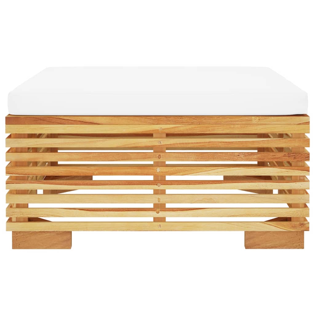 vidaXL Gartenhocker mit Creme Kissen Massivholz Teak