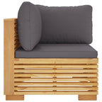 vidaXL Garten-Ecksofa mit Dunkelgrauen Kissen Massivholz Teak
