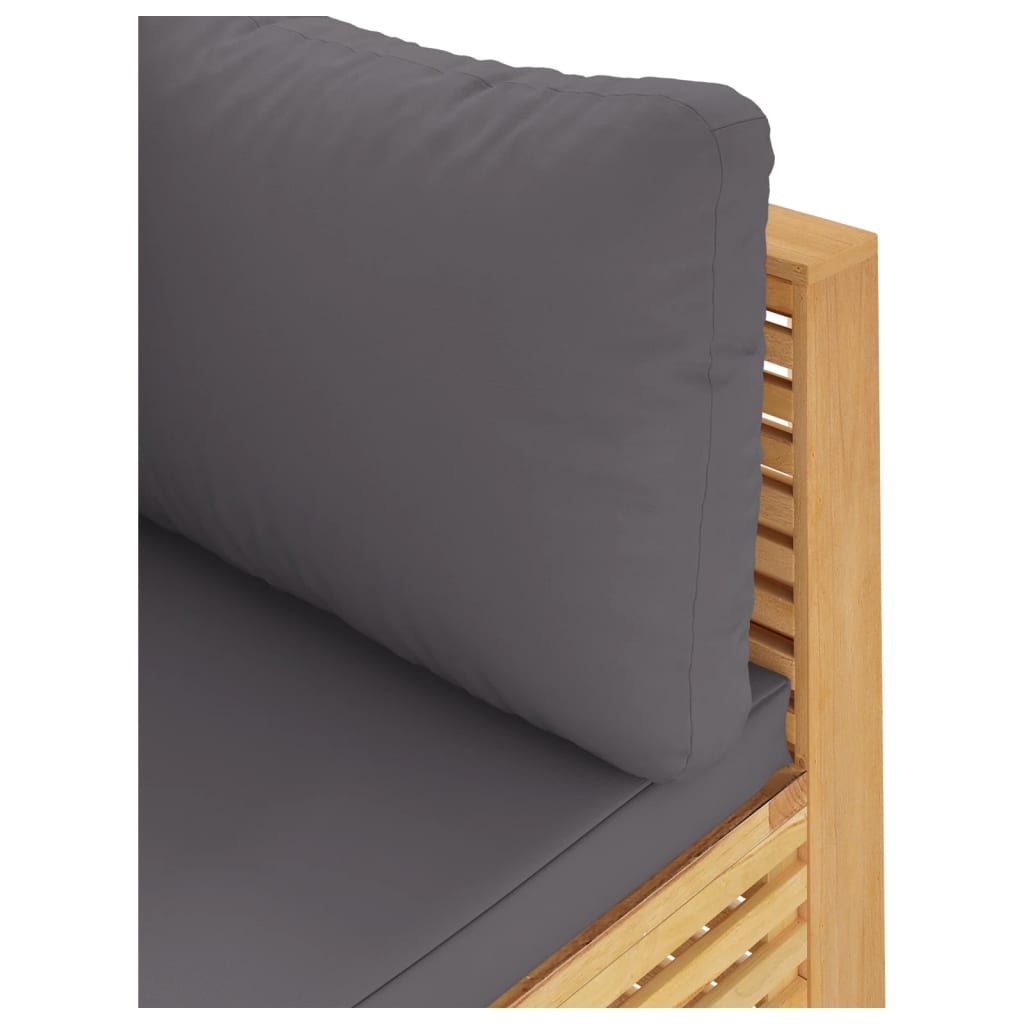 vidaXL Garten-Ecksofa mit Dunkelgrauen Kissen Massivholz Teak