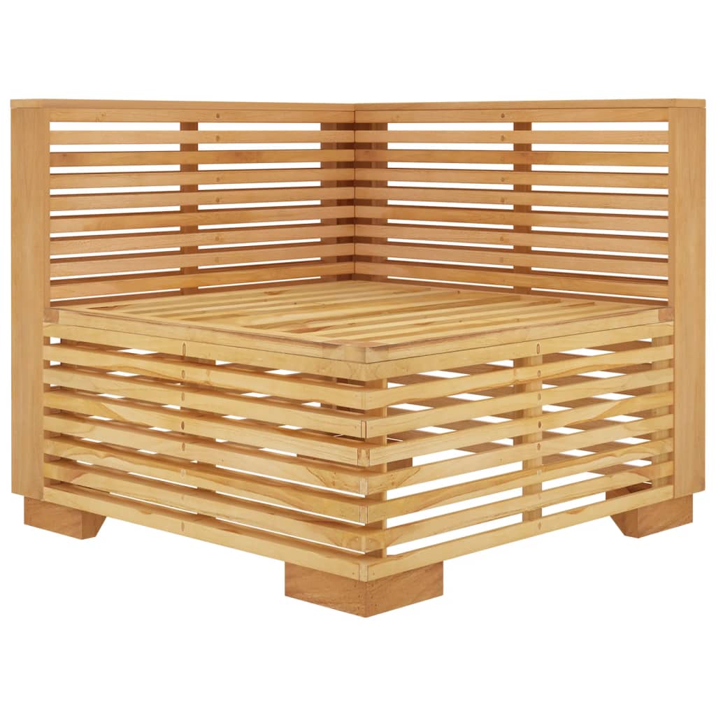 vidaXL Garten-Ecksofa mit Dunkelgrauen Kissen Massivholz Teak