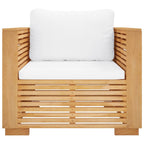 vidaXL Gartensessel mit Creme Kissen Massivholz Teak