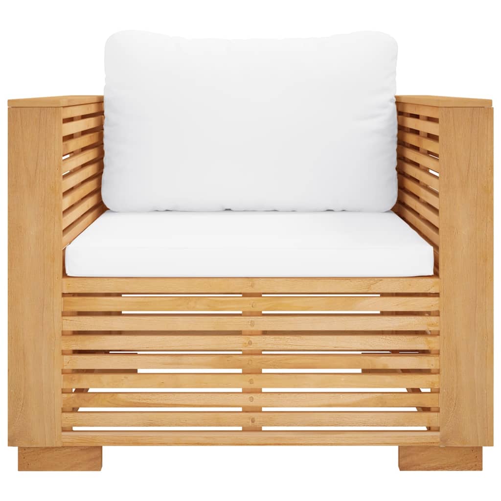vidaXL Gartensessel mit Creme Kissen Massivholz Teak