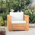 vidaXL Gartensessel mit Creme Kissen Massivholz Teak