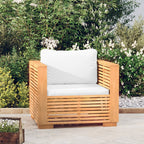 vidaXL Gartensessel mit Creme Kissen Massivholz Teak