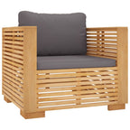 vidaXL Gartensessel mit Dunkelgrauen Kissen Massivholz Teak