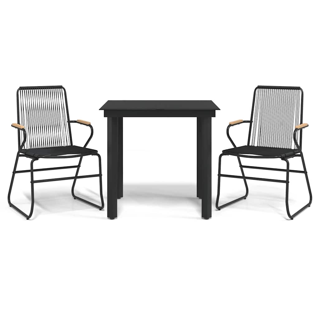 vidaXL 3-tlg. Garten-Essgruppe Schwarz PVC Rattan