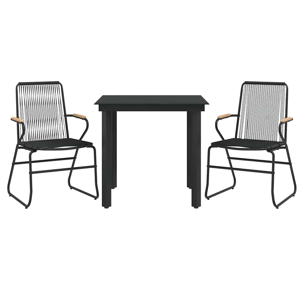vidaXL 3-tlg. Garten-Essgruppe Schwarz PVC Rattan