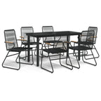 vidaXL 7-tlg. Garten-Essgruppe Schwarz PVC-Rattan