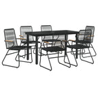 vidaXL 7-tlg. Garten-Essgruppe Schwarz PVC-Rattan