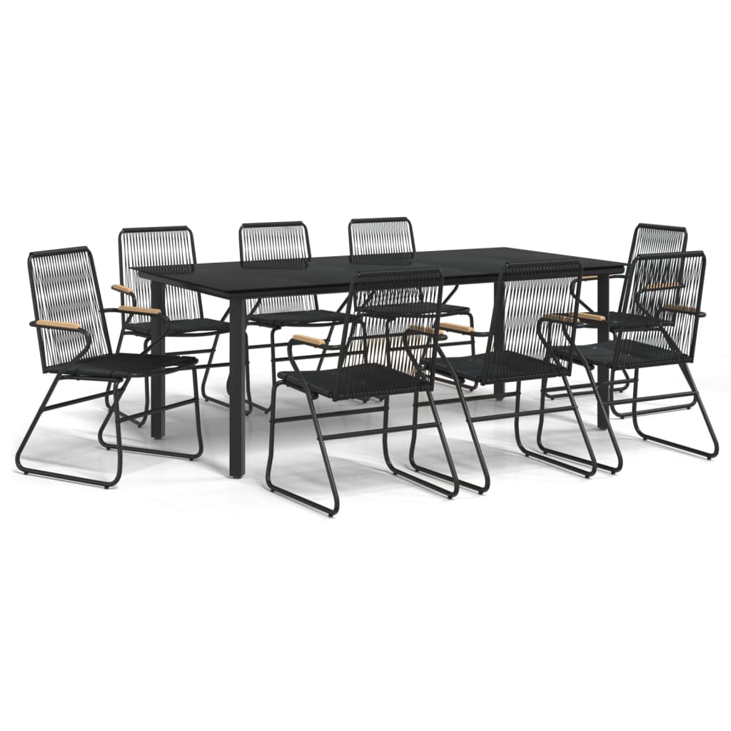 vidaXL 9-tlg. Garten-Essgruppe Schwarz PVC Rattan