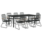 vidaXL 9-tlg. Garten-Essgruppe Schwarz PVC Rattan