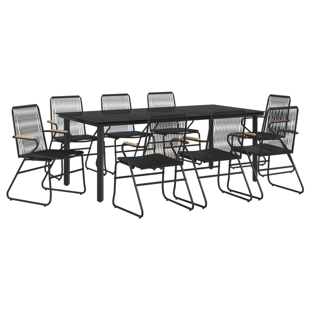 vidaXL 9-tlg. Garten-Essgruppe Schwarz PVC Rattan