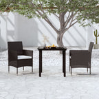 vidaXL 3-tlg. Garten-Essgruppe mit Kissen Braun