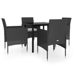 vidaXL 5-tlg. Garten-Essgruppe mit Kissen Schwarz