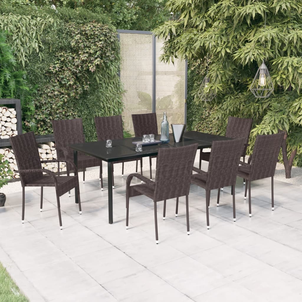 vidaXL 9-tlg. Garten-Essgruppe Braun und Schwarz