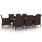 vidaXL 9-tlg. Garten-Essgruppe mit Auflagen Poly Rattan und Glas