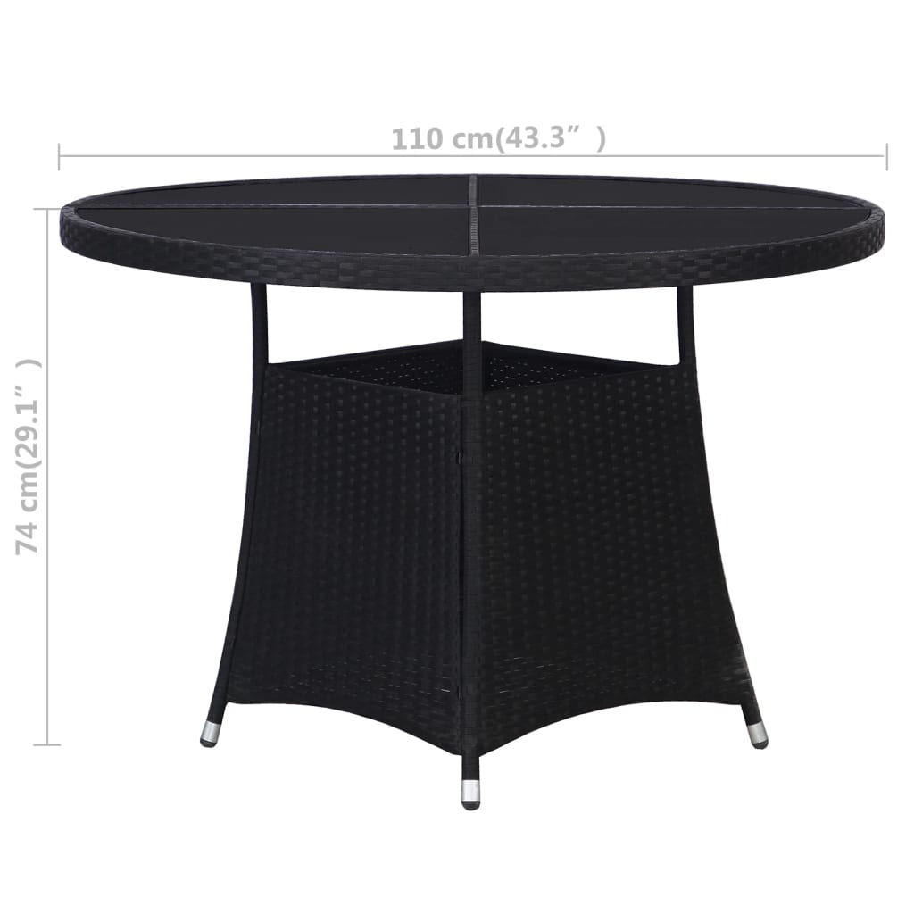 vidaXL Gartentisch Grau Ø110x74 cm Poly Rattan