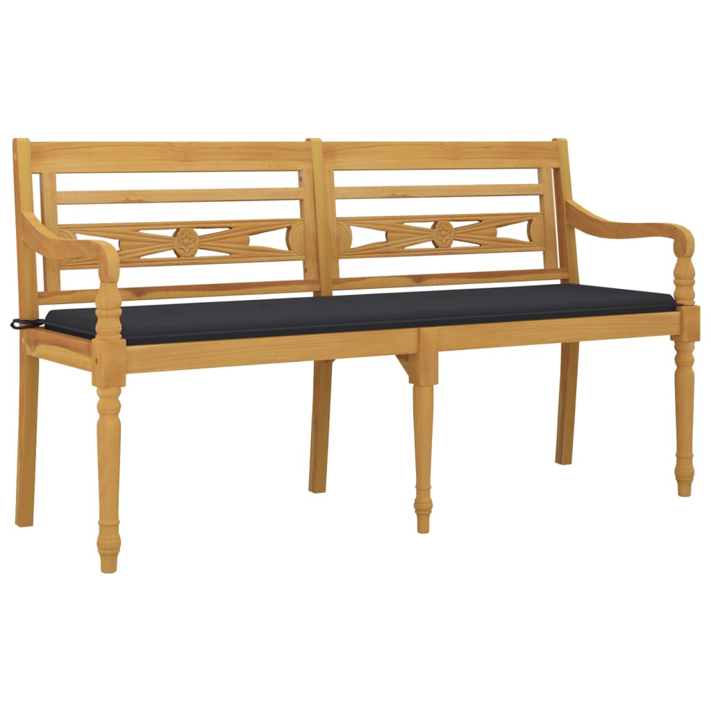 vidaXL Batavia-Bank mit Anthrazit Kissen 150 cm Massivholz Teak