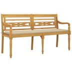 vidaXL Batavia-Bank mit Beigem Kissen 150 cm Massivholz Teak