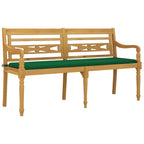 vidaXL Batavia-Bank mit Grünem Kissen 150 cm Massivholz Teak