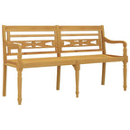 vidaXL Batavia-Bank mit Kissen Rot Karomuster 150 cm Massivholz Teak
