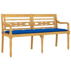 vidaXL Batavia-Bank mit Blauem Kissen 150 cm Massivholz Teak