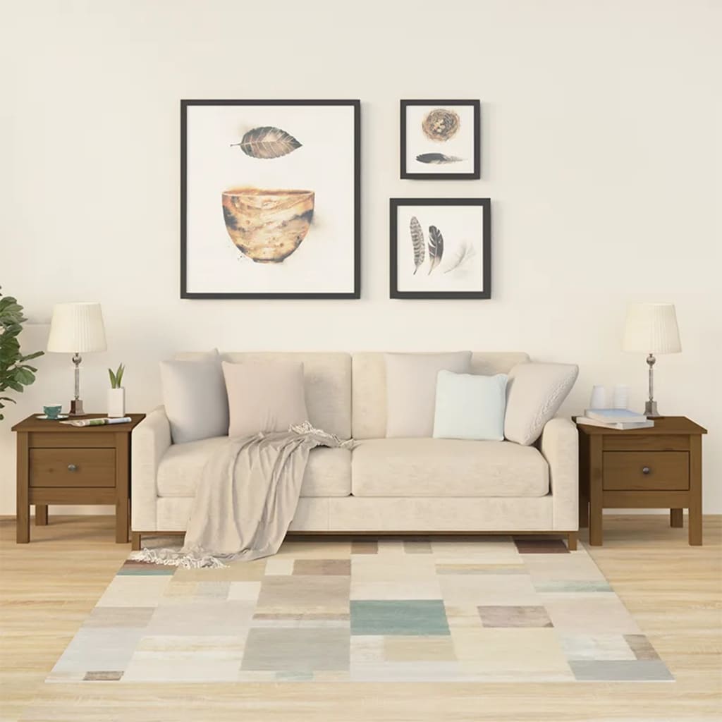 vidaXL Beistelltische 2 Stk. Honigbraun 40x40x39 cm Massivholz Kiefer