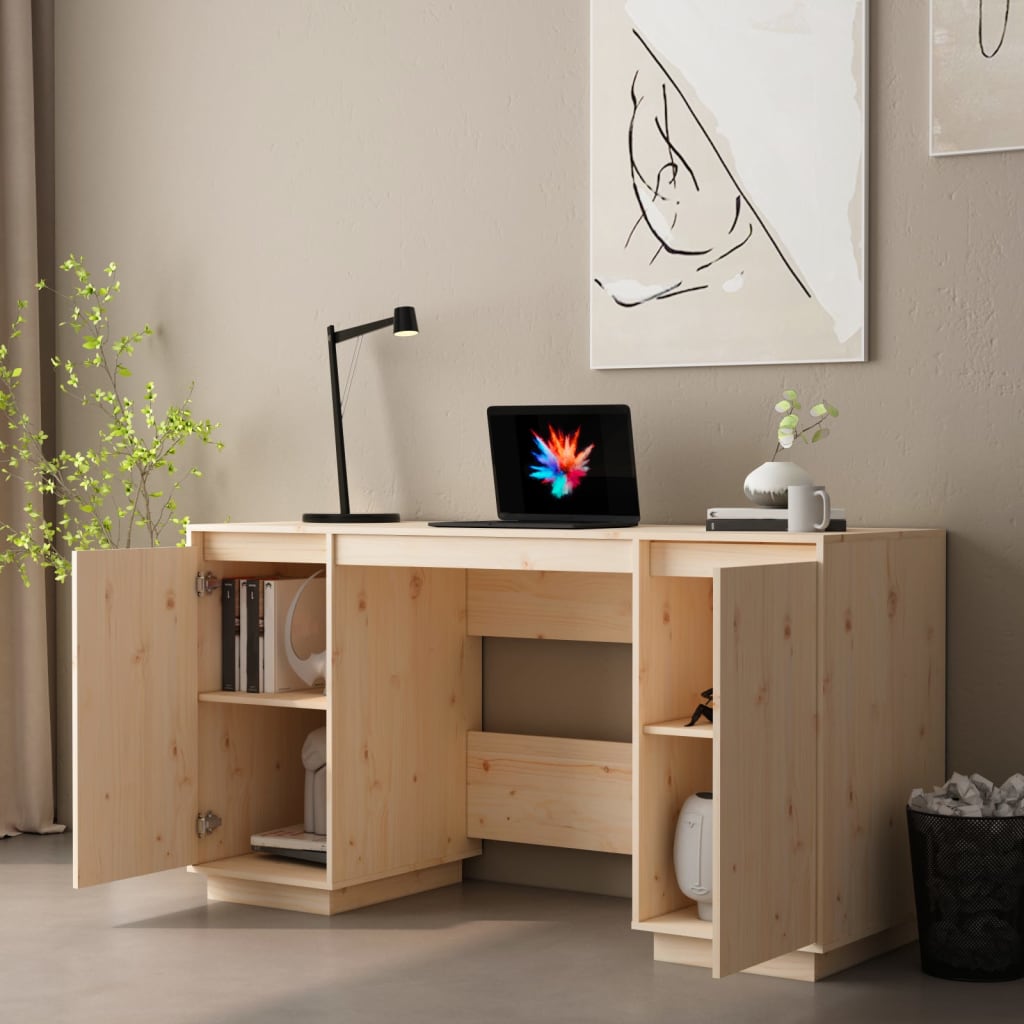 vidaXL Schreibtisch 140x50x75 cm Massivholz Kiefer