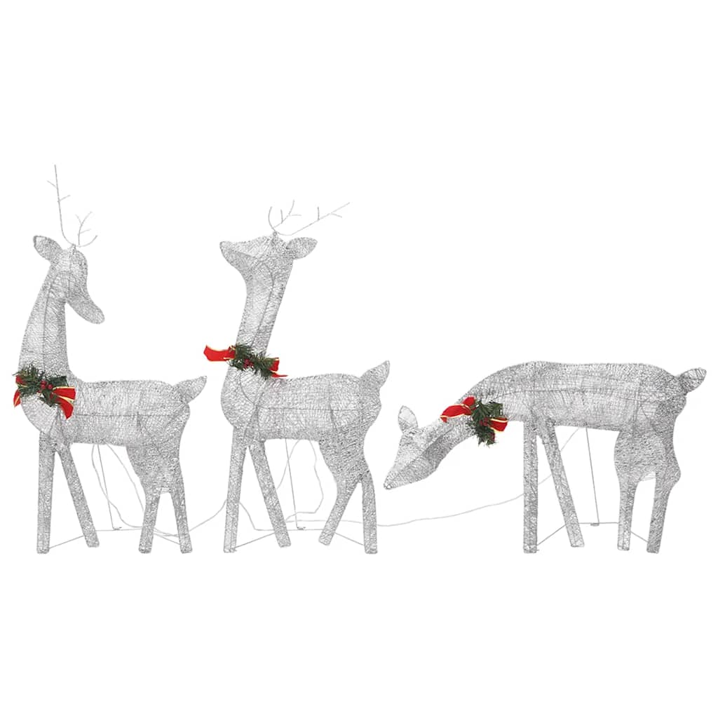 vidaXL LED-Rentiere Weihnachtsdeko 270x7x90 cm Silbern Kaltweiß