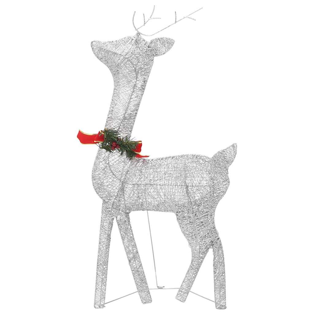 vidaXL LED-Rentiere Weihnachtsdeko 270x7x90 cm Silbern Kaltweiß