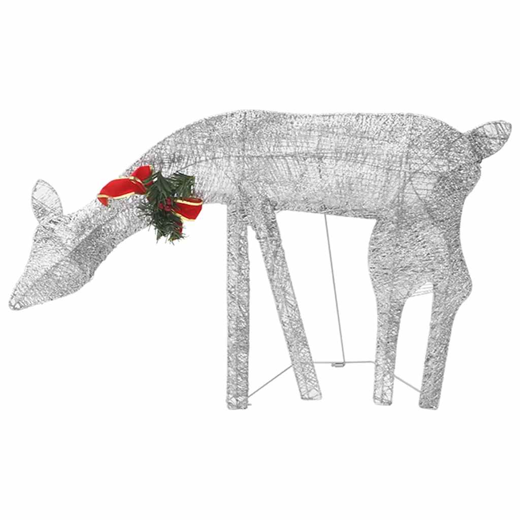 vidaXL LED-Rentiere Weihnachtsdeko 270x7x90 cm Silbern Kaltweiß