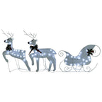 vidaXL Rentier mit Schlitten Weihnachtsdekoration 60 LEDs Outdoor Weiß