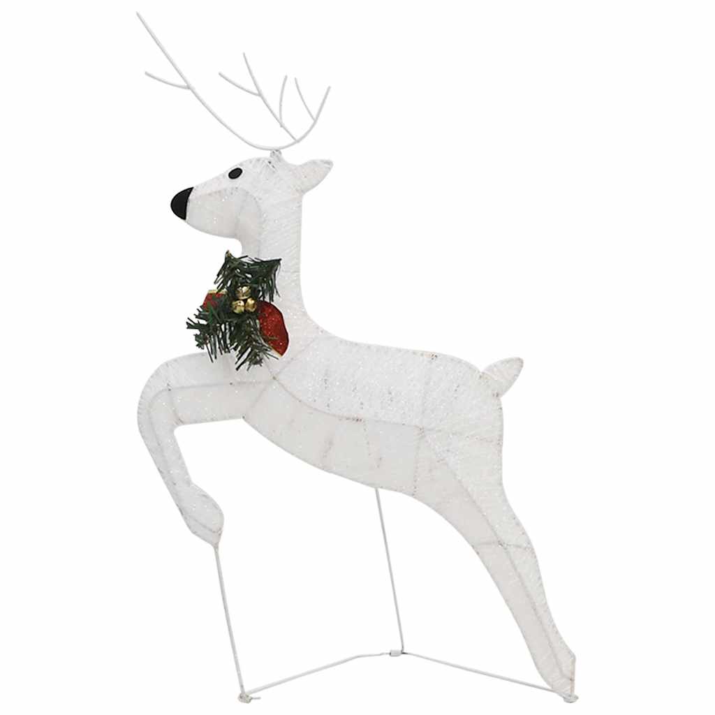vidaXL Rentier mit Schlitten Weihnachtsdekoration 60 LEDs Outdoor Weiß