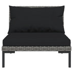 vidaXL 4-tlg. Garten-Lounge-Set mit Kissen Poly Rattan Dunkelgrau