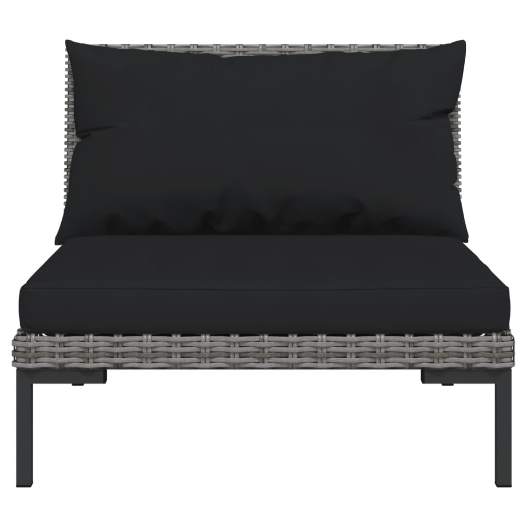 vidaXL 13-tlg. Garten-Lounge-Set mit Kissen Poly Rattan Dunkelgrau