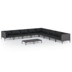 vidaXL 10-tlg. Garten-Lounge-Set mit Kissen Poly Rattan Dunkelgrau
