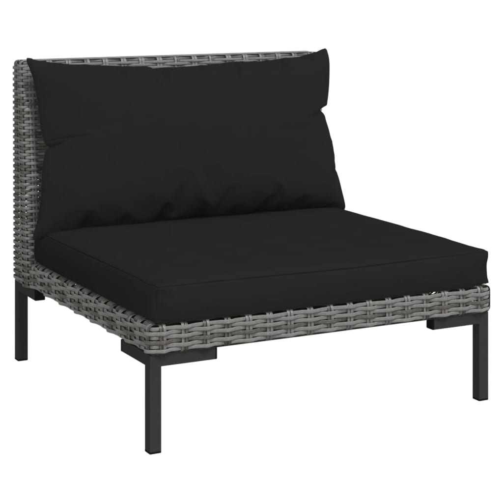 vidaXL 9-tlg. Garten-Lounge-Set mit Kissen Rund Rattan Dunkelgrau