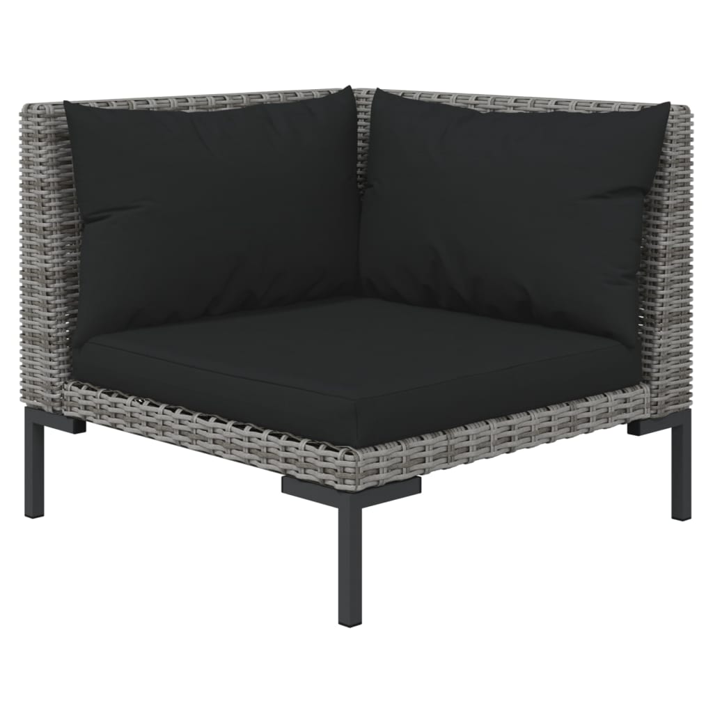 vidaXL 9-tlg. Garten-Lounge-Set mit Kissen Rund Rattan Dunkelgrau